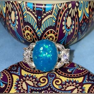 Crystal Silver Stone Ring size 9 NWT